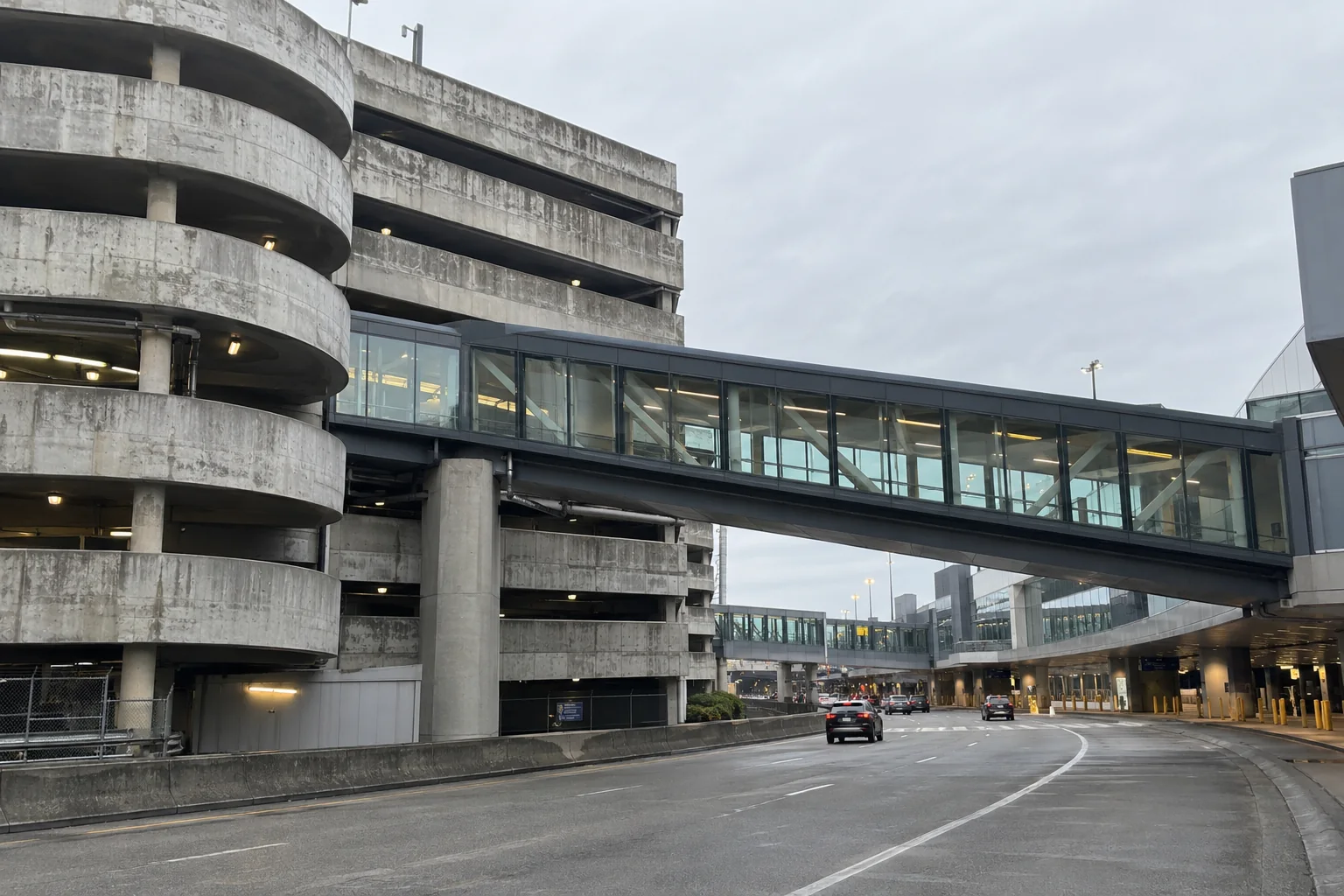 Parking garage and covered walkway at Seattle-Tacoma International Airport