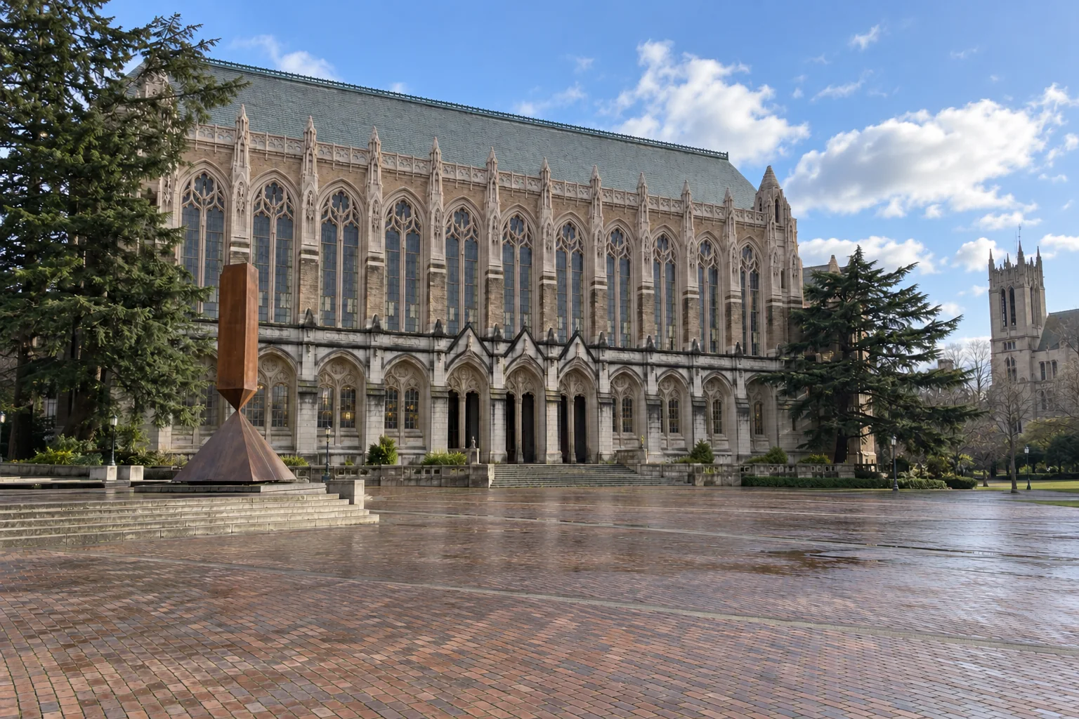 The Suzzallo Library facade across Red Square at the University of Washington.
